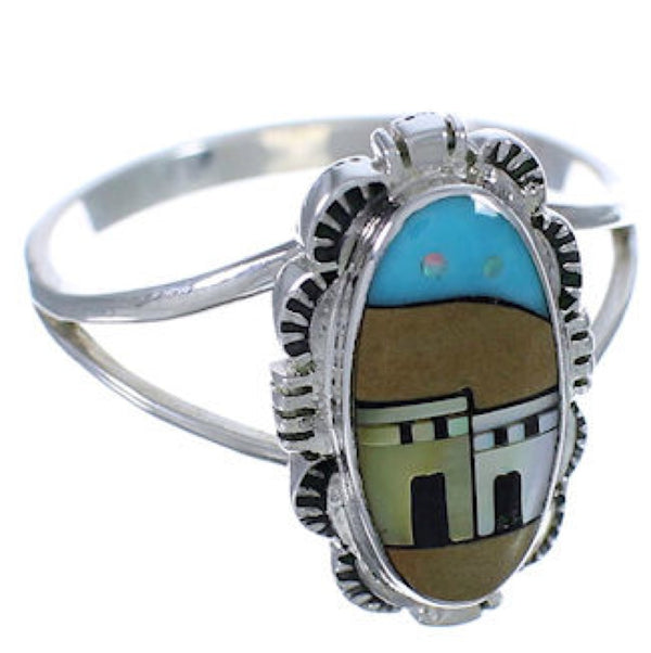 Multicolor Silver Native American Design Ring Size 6-1/4 TX41021